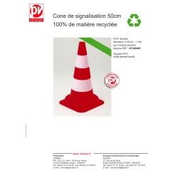 Cône de signalisation PVC recyclé - 50CM - 6 Lots de 10