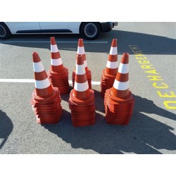 Cône de signalisation PVC recyclé - 50CM - 6 Lots de 10